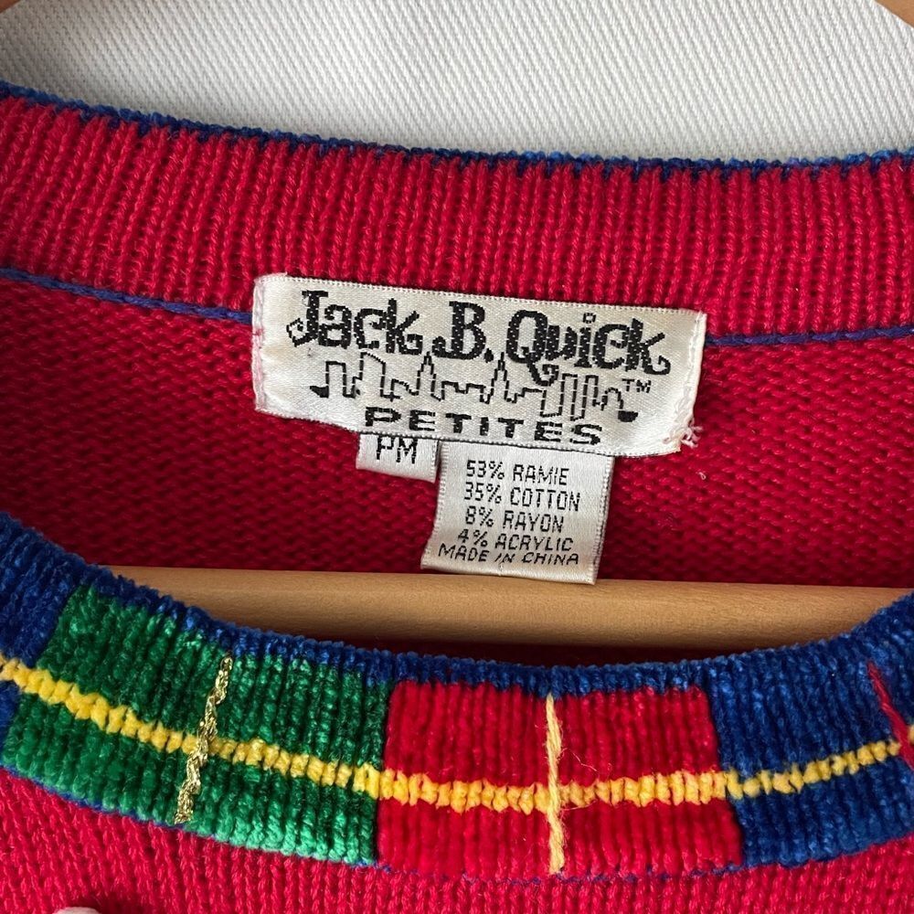 Jack B. Quick Red Christmas Sweater, Snowman  Beaded & Embroidered Size MP - Picture 3 of 6